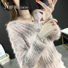 2020 Spring Autumn New Hollow Knitting Women Sweater Thin Slim Loose Korean V Neck Bat Sleeve Female Sweaters 2024 - buy cheap