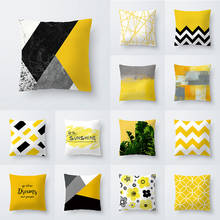 Geometry Cushion Cover 45x45cm Polyester Pillowcase Decorative Sofa Cushions Pillowcover Home Decor Black Yellow Pillow Cases 2024 - buy cheap