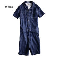 Summer Men Jeans Jumpsuit Short-Sleeved Knee Length Overalls Detachable Waist Hip-Hop Denim Shorts Black Freight Cargo Pants 2024 - buy cheap