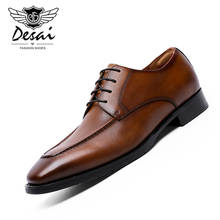Desai бренд; Новинка; обувь из натуральной кожи; мужская деловая модельная обувь из воловьей кожи на шнуровке; элегантная мужская обувь ручной работы 2024 - купить недорого
