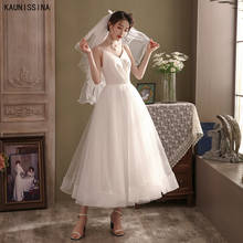 KAUNISSINA Simple Wedding Dress 2021 Sleeveless Spaghetti Straps Ivory A-Line Wedding Gowns Women Bridal Dress Vestido De Noiva 2024 - buy cheap