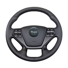 Cobertura do volante para hyundai lf sonata 9 2015 2016 2017 microfibra trança de couro no volante 2024 - compre barato