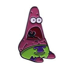 Surprised Patrick enamel pin cartoon fun Christmas stocking stuffer 2024 - buy cheap