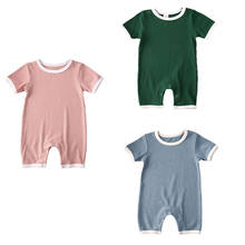 Bebê recém-nascido verão crianças da criança meninos meninas roupas sem mangas com nervuras de malha macacão de bebê macacão playsuit um-pieces sunsuits 2024 - compre barato