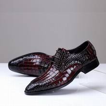 Zapatos formales de marca para hombre, zapatos Oxford de cuero genuino, calzado de negocios para hombre, zapatos de boda británicos en punta, vino tinto, vestido 2024 - compra barato