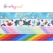 BRISTLEGRASS Combo 4 Yard 3/4" 20mm Rainbow Floral Print Foldover Elastic FOE Spandex Satin Band Tape Hair Tie Dress Sewing Trim 2024 - buy cheap