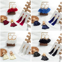 New Women's Earrings Bohemian Tassel Drop Earrings For Women 3pcs/Set Fashion Jewelry 2020 Cotton Silk Fabric kolczyki Earings 2024 - buy cheap