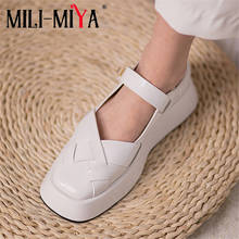 MILI-MIYA New Arrival Fashion Design Women Full Genuine Leather Platform Flats Breathable Weave Upper Buckle Strap Size 34-40 2024 - buy cheap