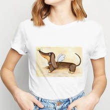 ZOGANKIN-Camiseta divertida de Dachshund para mujer, remera Harajuku de perro y gato, camiseta de moda para niña, Tops 2024 - compra barato