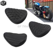 Assento de motocicleta retrô de couro, preto, estilo diamante, pu, assento solo de condução, para harley honda chopper, assento de couro, cafe racer 2024 - compre barato