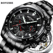 BOYZHE 2019 Men Automatic Mechanical Watch Luminous Luxury Brand Black Military Sport Stainless Steel Watches Relogio Masculino 2024 - buy cheap