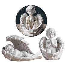 Figura de querubín durmiendo en Ángel, escultura de boda, regalo de jardín 2024 - compra barato