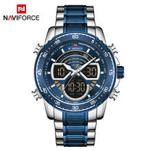 NAVIFORCE-Reloj de pulsera de acero inoxidable para hombre, cronógrafo deportivo informal, de lujo, con doble pantalla, a la moda 2024 - compra barato