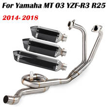 Exhaust Full Systems Slip on Motorcycle Front Pitbike Muffler Pipe Motorcross Modified For YZF R25 R3 MT03 MT-03 2014-2018 2024 - buy cheap