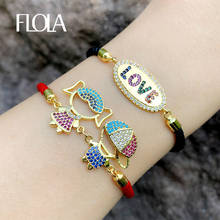 FLOLA Black Rope Love Letter Bracelets For Women Boy And Girl Friendship Bracelets Zirconia Black String Couple Jewelry brtc18 2024 - buy cheap