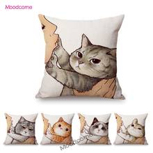 Funny Cute Cartoon Kiss Cat Frown Sad Face Baby Art Cotton Linen Sofa Throw Pillow Cover Nordic Concise Decorative Cushion Cover 2024 - buy cheap