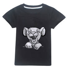 Camiseta del Rey León Simba para niños, ropa Kawaii para niñas, camisetas versátiles de manga corta con estampado de animales, camisetas de dibujos animados 2024 - compra barato
