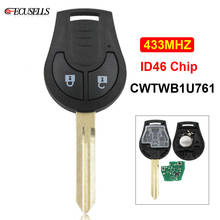 2 Button Remote Key Smart Car Key Fob 433mhz with ID46 Chip Uncut Blade FCC ID: CWTWB1U761 For Nissan Micra K14 2010+ 2024 - buy cheap