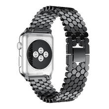 Correa de lujo para Apple Watch 5 40mm 44mm repuesto para iWatch serie 4 3 38mm 42mm Escala de cierre de correa de acero inoxidable 2024 - compra barato