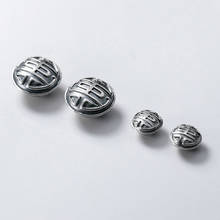 100% 925 Sterling Silver Chinese Longevity Matte Spacer Beads 10mm 15mm S925 Silver Handmade Charm Beads For Parents DIY Jewelry 2024 - buy cheap