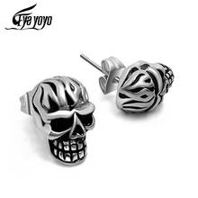 EyeYoYo-pendientes Retro de acero de titanio para hombre, aretes de calavera con personalidad, tendencia popular 2024 - compra barato