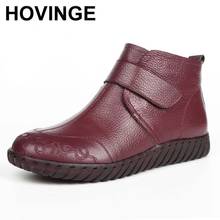 HOVINGE-zapatos de algodón de piel auténtica para mujer, botas cortas antideslizantes, planos, invierno, 2019 2024 - compra barato