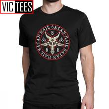 Hail satan baphomet no ocultismo invertido pentagrama camisetas dos homens t camisa de manga curta camiseta 100 premium algodão adulto moletom 2024 - compre barato