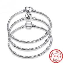 Luxury 100% 925 Sterling Silver Letter LOVE Snake Chain Bracelet Fit Original Brand Beads Charms DIY Bracelet Silver 925 Jewelry 2024 - buy cheap