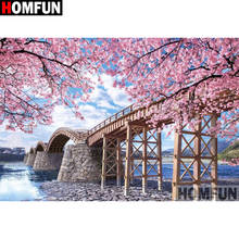 HOMFUN 5D DIY Diamond Painting Full Square/Round Drill "Flower bridge scenery" 3D Embroidery Cross Stitch gift Home Decor A27836 2024 - buy cheap