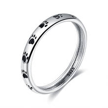 Silverhoo 925 prata esterlina empilhável gato pegadas anéis de dedo para mulheres anel de casamento jóias finas presente do dia dos namorados 2024 - compre barato