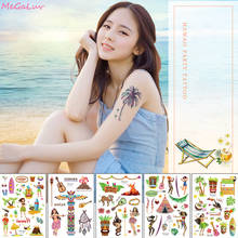 Waterproof Hawaiian Party Aloha Tropical Tattoo Stickers Luau Themed Temporary Tattoos Body Art Hawaiian Summer Beach Decoration 2024 - buy cheap