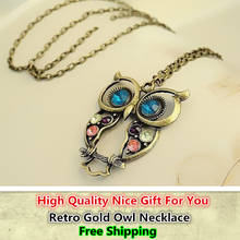 Cute Crystal Owl Pendant Necklace For Women Vintage Gold Long Chain Rhinestone Owl Necklace Female Jewelry Gift Collier 2024 - buy cheap