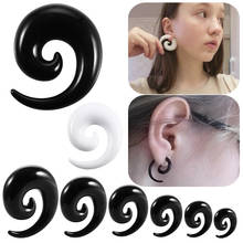Expansor de orelha acrílico espiral, 2 peças, brincos brancos, preto, kits de alongamento, costura, jóias do corpo 2024 - compre barato