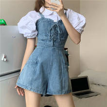 Korean and Japanese jumpsuits women New Short Denim Jumpsuit Romper Women Spring Summer Overalls Casual Jeans Short Playsuits 2024 - buy cheap