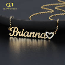 Collar personalizado con nombre para mujer, joya ostentosa con corazón hueco, abalorio de acero inoxidable, collar de placa de identificación, joyería, regalos 2024 - compra barato