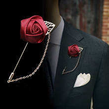 Broche de tecido artesanal, charmoso, masculino, feminino, acessórios para negócios, broche de flor rosa, joias para festa de casamento 2024 - compre barato