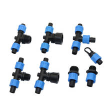 Garden 16mm Drip Tape Locked Connectors 1/2" 3/4" Internal External Thread to DN17 Pipe Interface Straight Tee Connector 50Pcs 2024 - buy cheap