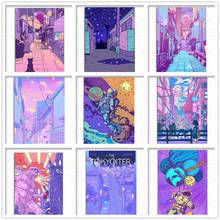 Алмазная живопись 5D "сделай сам", картина с изображением фиолетового мира, улицы, животных, Набор для вышивки крестиком, мозаика, украшение для дома 2024 - купить недорого