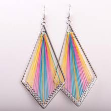 Fashion Creative Geometric Earrings Ethnic Hand-woven Silk Thread Earrings For Women Janedream Jewelry Party GIft 2024 - buy cheap