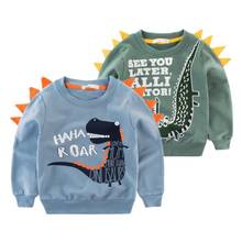 2021 Spring Children's Clothing Printed Cartoon Animal Clothes 2-8y Baby Boys Dinosaur Sweatshirt Long Sleeved Clothes Tops 2024 - buy cheap
