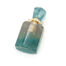 Natural Stone Perfume Bottle Pendant Fluorites Square Shape Essential Oil Diffuser Pendant for Jewelry Charms Gift 15x35mm 2024 - buy cheap