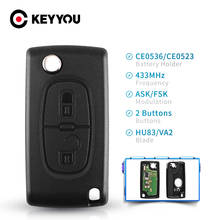 KEYYOU ASK VA2/Hu83 2 Buttons Remote Car Key For Peugeot 307 3008 308 408 433MHz PCF7961 ID46 CE0536 Flip Key Fob with Battery 2024 - buy cheap