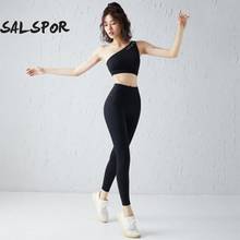 SALSPOR Sports Sets Women Fitness Yoga One Shoulder Bra High Waist Push Up Leggings Running Bodybuilding Breathable Tracksuit 2024 - buy cheap