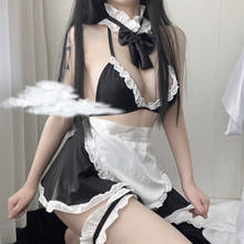 Women School Uniform Lingerie Set Perspective Bowknot Kawaii Maid Outfits Cute Maid Cosplay Costumes Seduction Sexy Nightgown 2024 - buy cheap