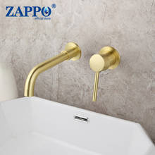 Zappo-torneira de pia de banheiro para parede, latão sólido, água quente e fria, misturador, dourado, escovado, torneira 2024 - compre barato