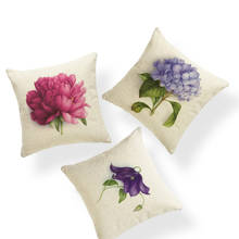 Plant Pillow Cover Hydrangea Cushion Cushion Medieval Modern Dormitory Home Decoration Pillowcase Purple Large Polyester Fun 2024 - buy cheap