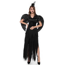 Disfraz de Halloween para mujer, disfraz de vampiro, ángel caído, demonio oscuro, gótico, con cinturón, sombrero y ala, para adultos 2024 - compra barato