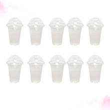 50sets Disposable Clear Cups with a Hole Dome Lids for Tea Fruit Milk Tea with Covers  360ml /380ml /500ml 2024 - buy cheap