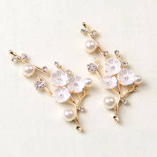 10pcs 68x28mm Metal Alloy Crystal Imitation Pearl Flowers Branches DIY Accessories For Jewelry Making 2024 - buy cheap