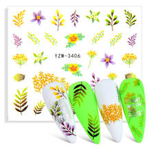 Водяная наклейка для ногтей и наклейка цветок лист дерево зеленый простой зимний слайдер для маникюра ногтей акварельные советы 2022 - купить недорого